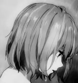 🌟 Anime, Fille, Triste, Émotionnel, Monochrome telegram sticker