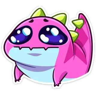 🥺 dinosaure, mignon, dessin animé, autocollant, rose, animal telegram sticker