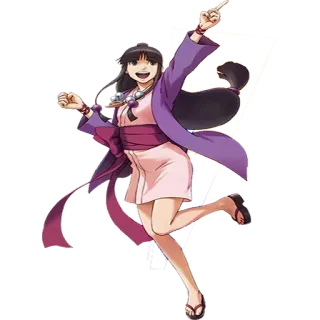 ☝ Maya Fey Ace Attorney anime, cartoon, video game, lawyer, spirit medium, investigation telegram sticker