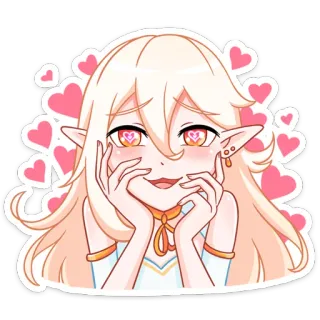 😍 Anime, Mädchen, Elf, Süß, Herzen, Liebe, Kawaii whatsapp sticker