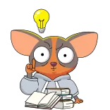 ☝️ สัตว์, การ์ตูน, หลอดไฟ, ไอเดีย, หนังสือ, การอ่าน telegram sticker