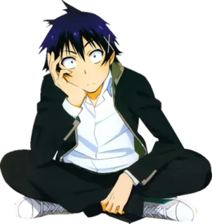 😟 Anime, Cartoon, Illustration, Charakter, Junge, Sitzend whatsapp sticker