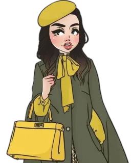 🛍 moda, donna, basco, stile, illustrazione, cartone animato telegram sticker