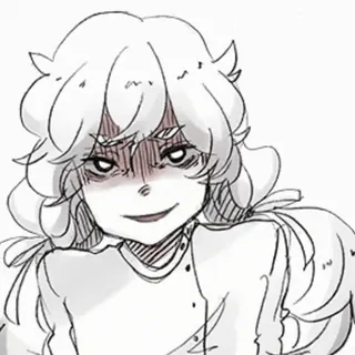 💀 desenho animado, sorriso irônico, rabugento, expressão, personagem, esboço telegram sticker