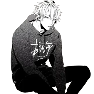 😎 STÜSSY 动漫, 男人, 连帽衫, 时尚, 街头服饰, 抽烟 telegram sticker