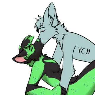 😘 YCH furry, anthropomorphic, kiss, romance, ych, canine, digital art telegram sticker