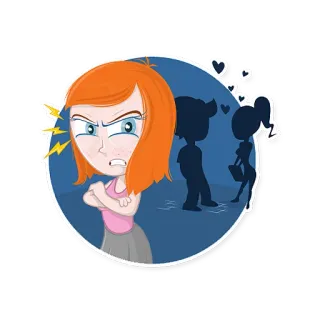 😤 enfadado/a, mujer, celoso/a, dibujos animados, amor, relación, molesto/a telegram sticker