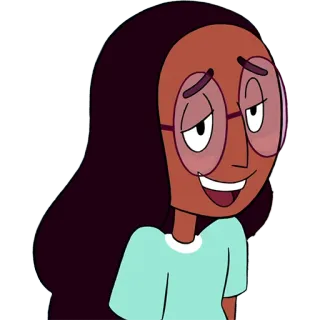 😏 Connie Maheswaran Steven Universe 만화, 애니메이션, 스티븐 유니버스, 코니 마헤스와란, 안경, 웃는 telegram sticker