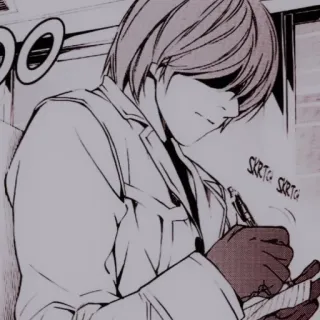🕷 Light Yagami Death Note Anime, Death Note, Light Yagami, scrittura, Manga telegram sticker