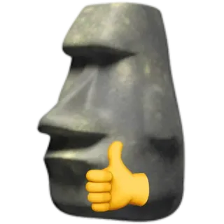 🗿 Moai, Emoji, Daumen hoch, Zustimmung, Steinkopf telegram sticker