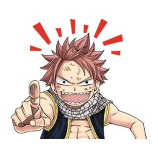 😸 Natsu Dragneel Fairy Tail Аниме, Fairy Tail, Нацу Драгнил, Указывает, Мультфильм telegram sticker