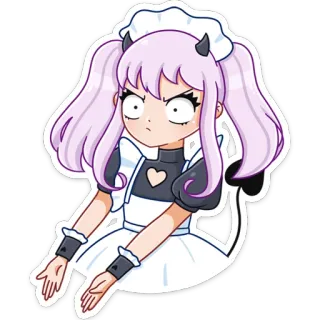 🤨 Anime, Maid, Chibi, Dessin animé, Diable, Kawaii telegram sticker