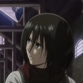 🥀 Mikasa Ackerman Attack on Titan anime, girl, scarf, mikasa, attack on titan telegram sticker