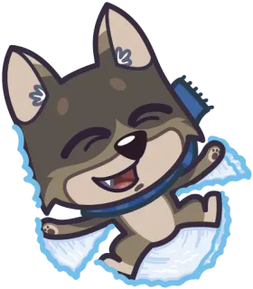 👻 cão, cachorro, anjo de neve, fofo, desenho animado, inverno, divertido, brincalhão telegram sticker