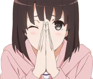 🙏 สาวอนิเมะ, ขยิบตา, น่ารัก, ตัวละคร, อนิเมะ, หน้าแดง telegram sticker