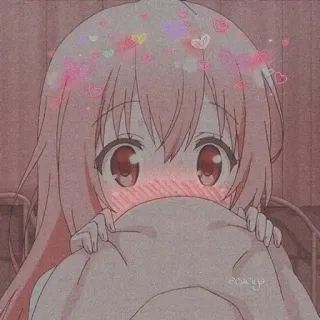 🦔 Anime, Dziewczyna, Słodkie, Serca, Różowy telegram sticker