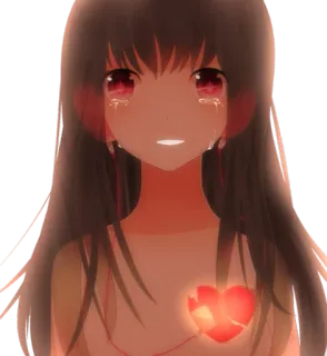 😊 fille anime, triste, coeur brisé, pleurs, illustration, dessin animé, émotionnel telegram sticker