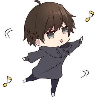 💃 Chibi, Anime, Lindo, Bailando, Personaje, Notas musicales, Dibujos animados telegram sticker