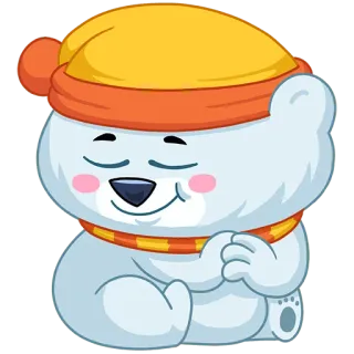 ☺️ ours polaire, hiver, chapeau, écharpe, dessin animé, mignon, animal telegram sticker