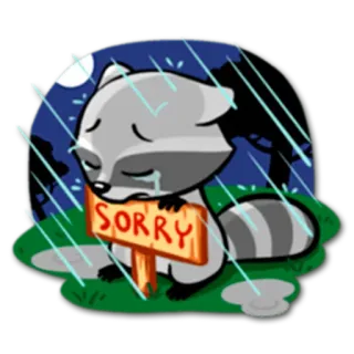 😢 SORRY raton laveur, excuse, désolé, pleurer, mignon, triste whatsapp sticker