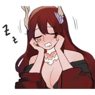 😴 สาวอนิเมะ, ร้องไห้, เศร้า, แฟนตาซี, ดิจิทัลอาร์ต telegram sticker
