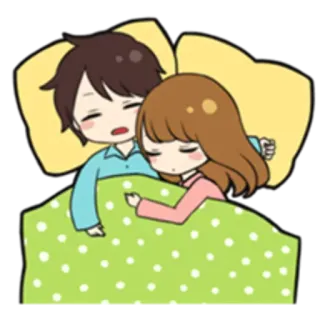 💤 dormindo, casal, cama, desenho animado, amor, romance whatsapp sticker