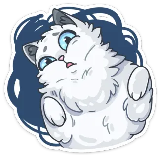 😵 cat, sticker, animal, fluffy, white, cute, cartoon telegram sticker