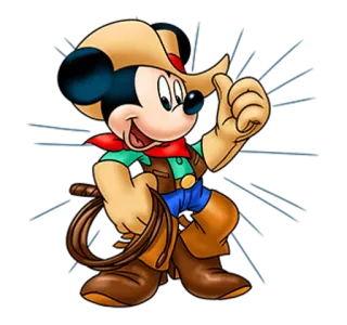 😆 Mickey Mouse cartone animato, western, cowboy, topo, personaggio, animato telegram sticker