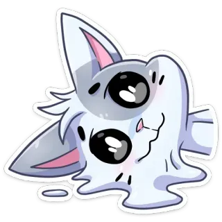 🫠 Dessin animé, Lapin, Mignon, Blanc, Fondre, Sticker telegram sticker