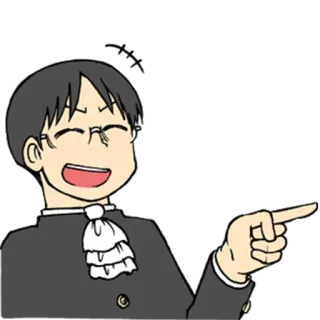 😂 che indica, cartone animato, personaggio, persona, occhiali, sorriso telegram sticker
