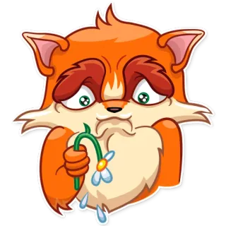 💔 animal, fox, sad, flower, cartoon, cute, sticker telegram sticker