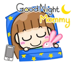 🌙 Good Night Mommy good night, mommy, sleep, bed, stars, moon whatsapp sticker