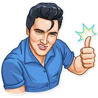 👍 Elvis Presley 埃尔维斯, 埃尔维斯·普雷斯利, 点赞, 卡通, 贴纸 telegram sticker