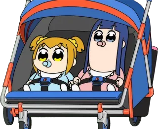 🤱 Popuko and Pipimi Pop Team Epic Anime, Babys, Kinderwagen, Cartoon, Lustig, Niedlich telegram sticker