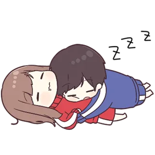 💙 cartoon, sleeping, hug, couple, anime, kawaii whatsapp sticker
