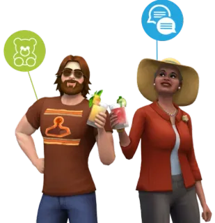 🍹 sims, drinking, friends, computer game telegram sticker