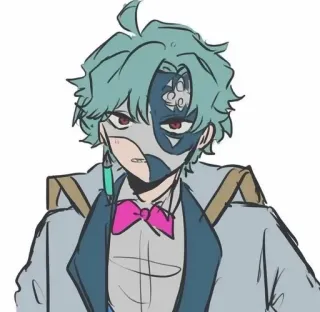 👀 Anime, Charakter, Maske, Fliege, Skizze, Porträt telegram sticker