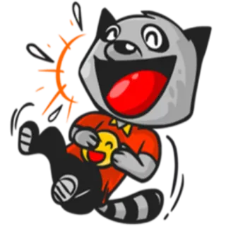 🤣 procione, ridere, cartone animato, animale, felice, espressione whatsapp sticker