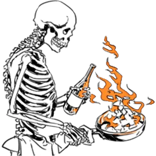 🥘 squelette, cuisine, feu, alcool telegram sticker