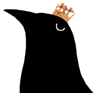 👑 cuervo, rey, pájaro, animal, corona whatsapp sticker