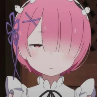 ✨ Ram Re:Zero Anime, Ram, Re:Zero, cheveux roses, Waifu telegram sticker