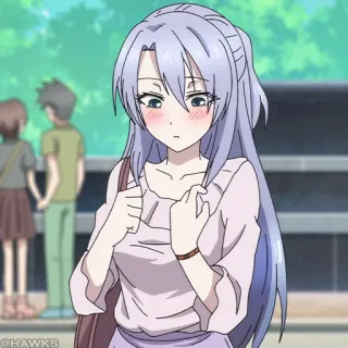 🧪 动漫, 女孩, 脸红, 长发 telegram sticker