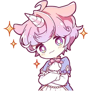 😏 유니콘, 카와이, 애니메이션, 반짝이, 귀여운, 캐릭터 telegram sticker