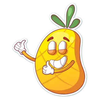 👍 fruit, pineapple, thumbs up, cartoon, sticker, yellow, food telegram sticker
