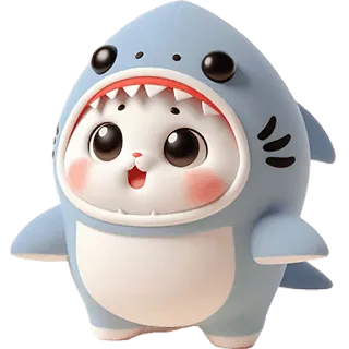 ☺️ gato, tiburón, animal, dibujos animados, lindo, disfraz whatsapp sticker
