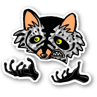 😬 procione, animale, cartone animato, inquietante, divertente, adesivo telegram sticker