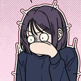📱 Anime, Manga, Ragazza, Scioccata, Esclamazione, Reazione, Cartone animato telegram sticker