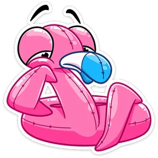 😢 pink, sad, cartoon, sewn, plushie, puppet whatsapp sticker