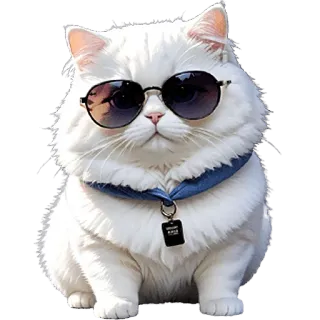 🤨 mèo, động vật, kính râm, trắng, dễ thương, thú cưng telegram sticker