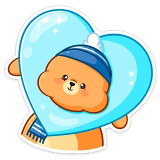 ❤️ 熊, 可爱, 冬天, 爱心, 围巾, 卡通 telegram sticker